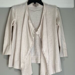 LOFT Light Cream Open Front Cardigan